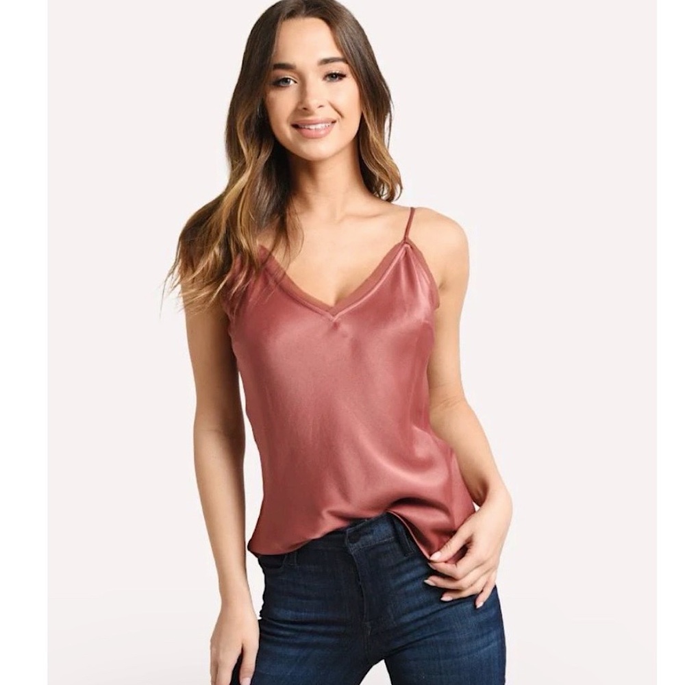 Frame Satin Lounge Cami in Rosewood –– NWT